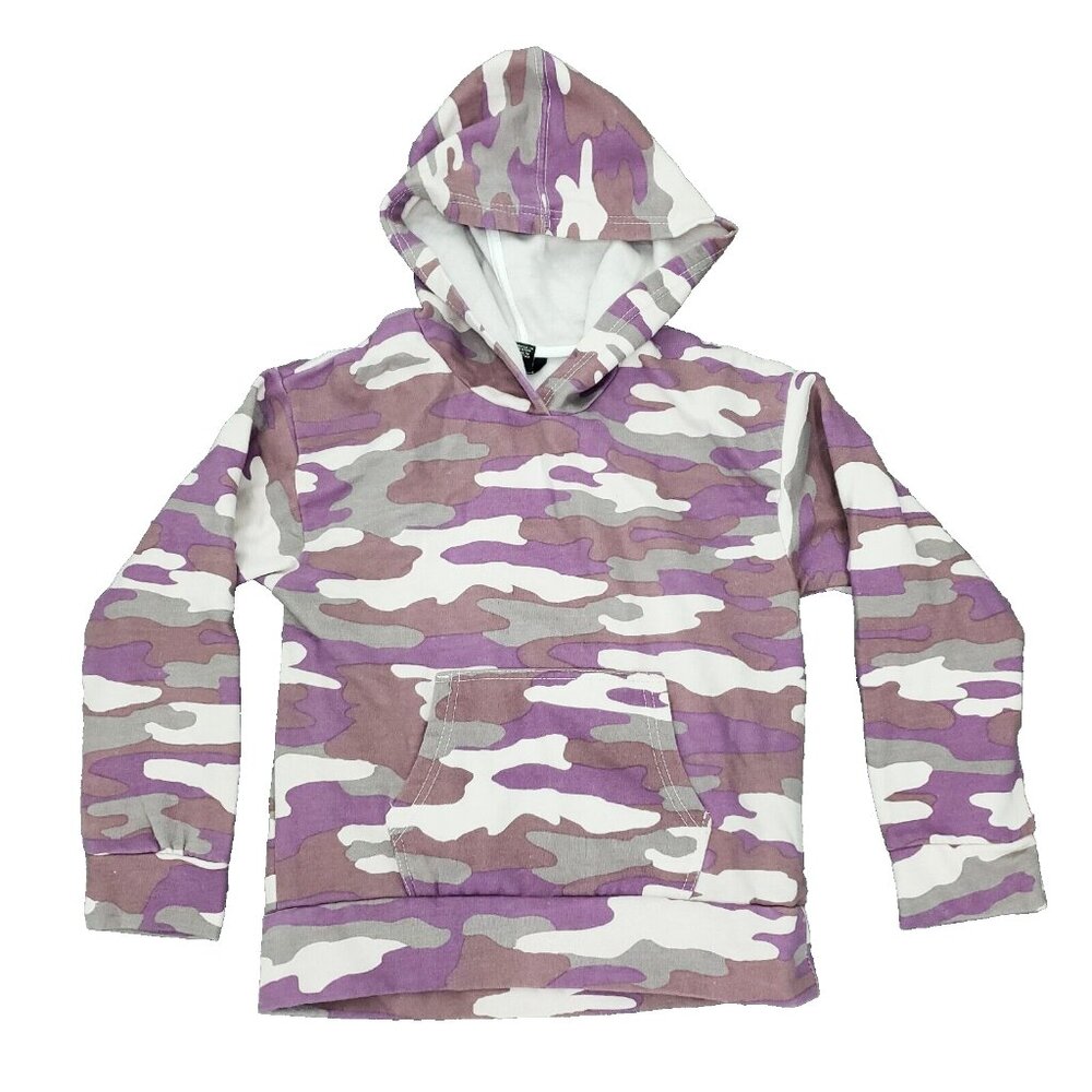 Hudson Hoodie Sweatshirt Girls Medium 8/10 Purple Camo Pockets Pullover